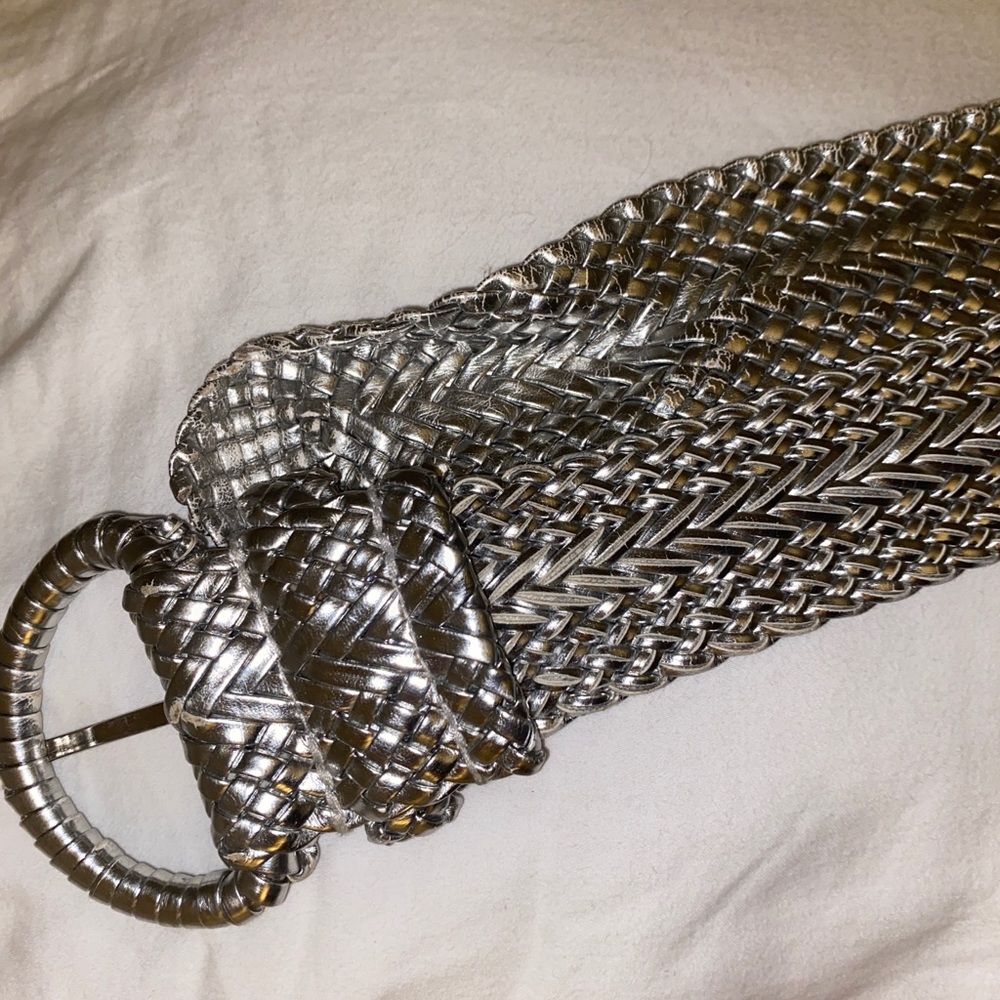 Silver Metallic Braided Belt